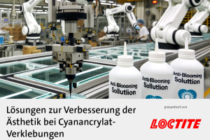 Whitepaper Loctite - Wie bekämpft man das Ausblühen bei Cyanacrylat-Verklebungen? Das Whitepaper erklärt das Ausblühen bei Cyanacrylat-Verklebungen und dessen Behebung.