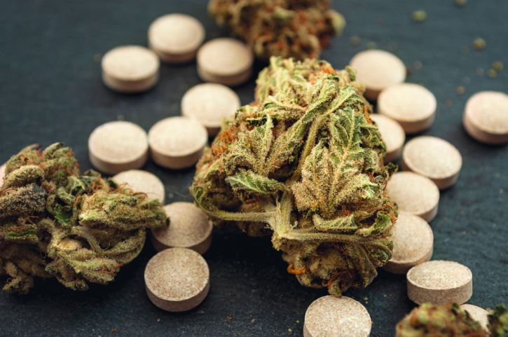 Cannabis Pflanze und in Tabletten   Adobe Stock Victor Moussa